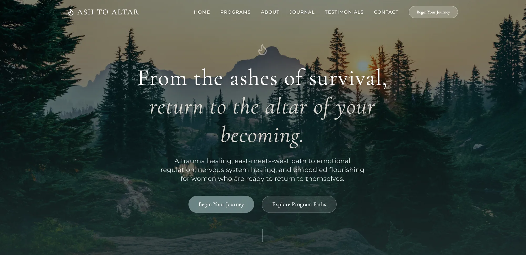 Home page of the Ash to Altar website, designed by Tocal IT Works in WordPress