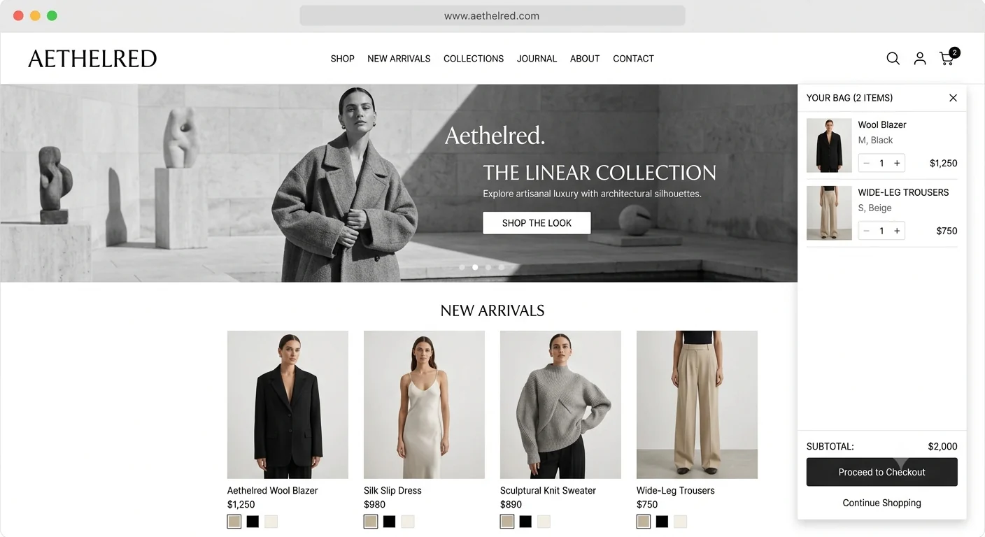 Luxury Fashion Storefront website (eCommerce Design project)