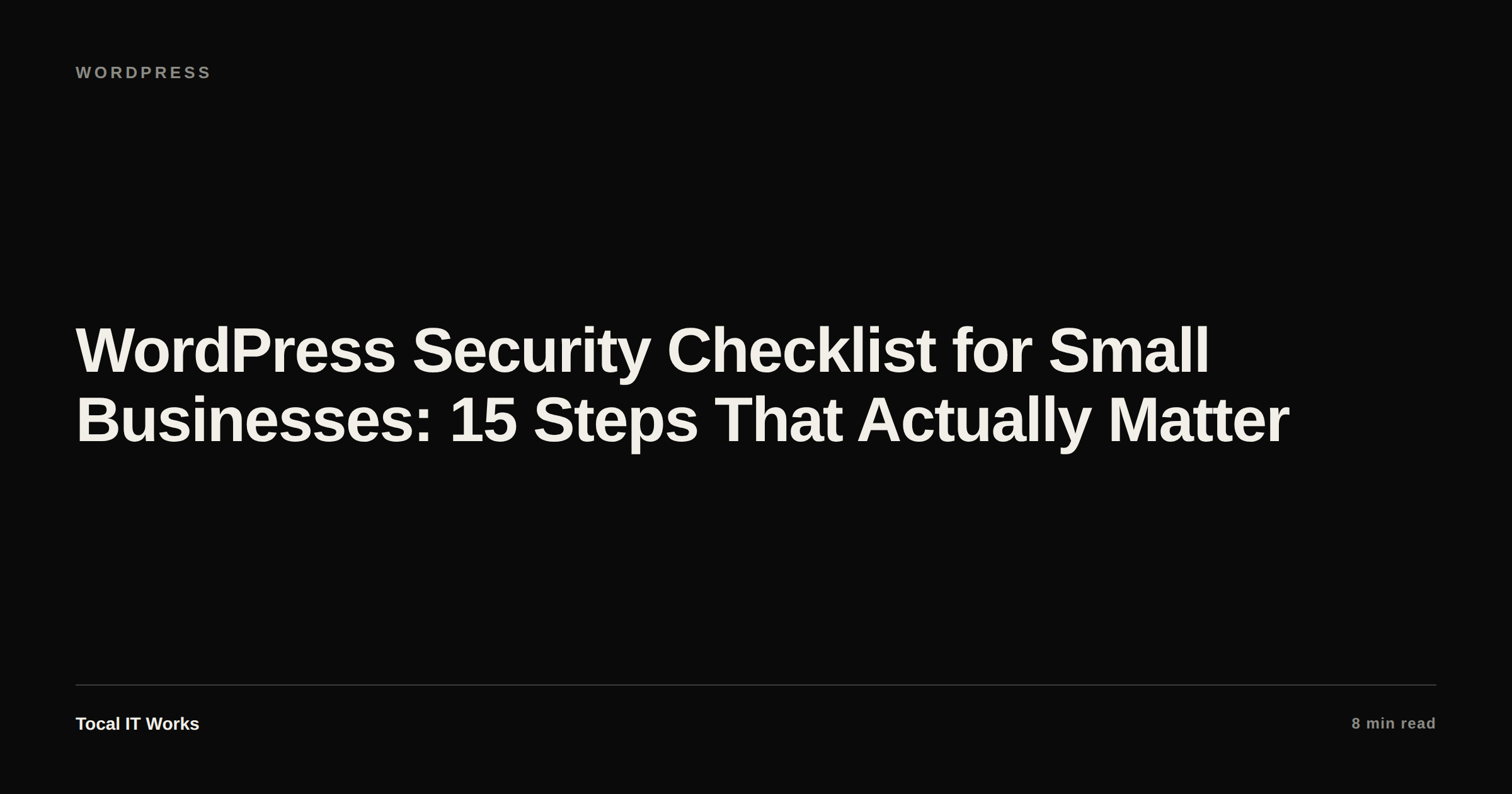 WordPress security checklist for small businesses — 15 steps that matter
